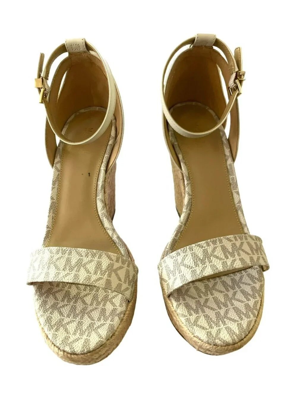 Michael Kors Logo Wedge Espadrille Sandals Heels Sz 8.5 NEW